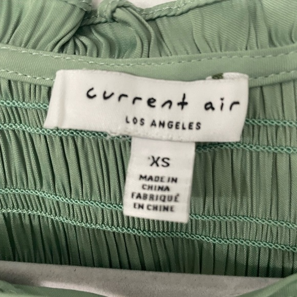 Current Air Anthropologie, XS, sage green peasant top smock waist mini dress - Picture 2 of 8